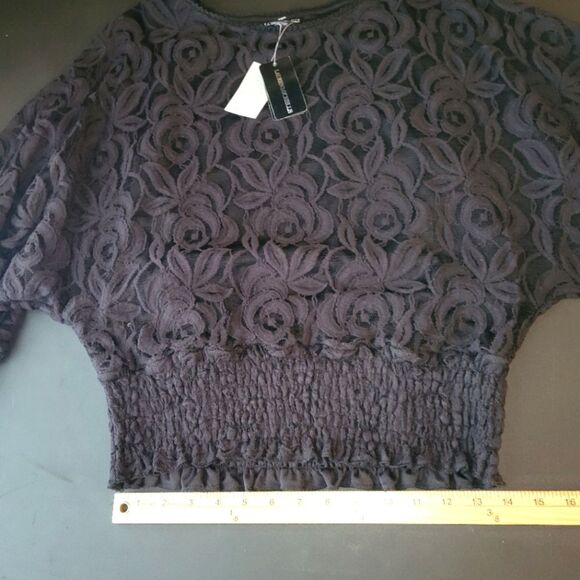 New Lauren Michelle Black Rose Dolman Sleeve Top Medium - Picture 7 of 9
